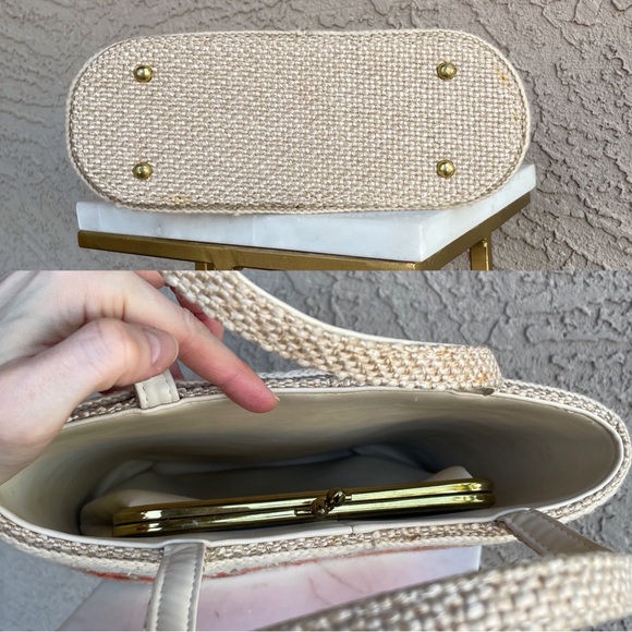 VINTAGE 60s 70s JR Miami Julius Rednik Orange Woven Yarn & Needlepoint Tote Bag - Picture 9 of 11